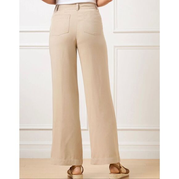 Talbots NWT khaki flowy wide leg tencel pant size 10 - Picture 2 of 11